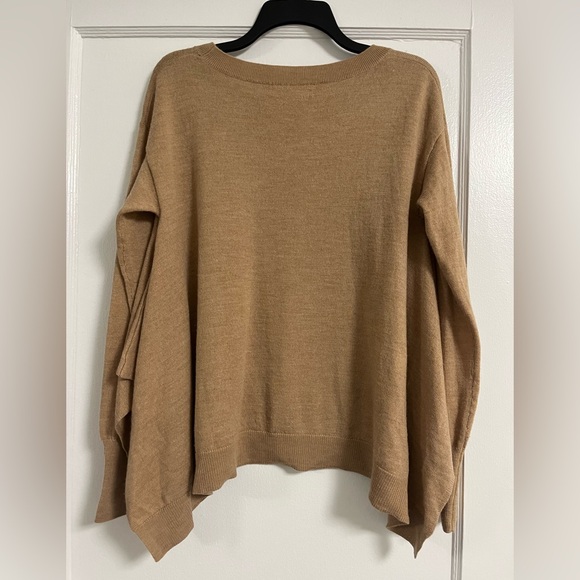 Anthropologie Wool Crewneck Trapeze Sweater Size Small beige camel tan - Picture 3 of 7